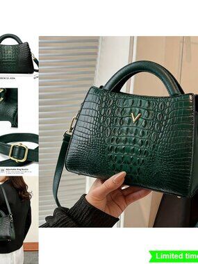Crocodile Pattern Large-Capacity Handbag Shoulder Tote Crossbody Bag